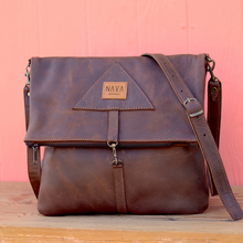Load image into Gallery viewer, Fold Over Sling Bag - Diesel Brown Leather
