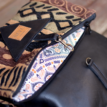 Load image into Gallery viewer, Fold Over Sling Bag - ‘Khoisan’ Black Leather
