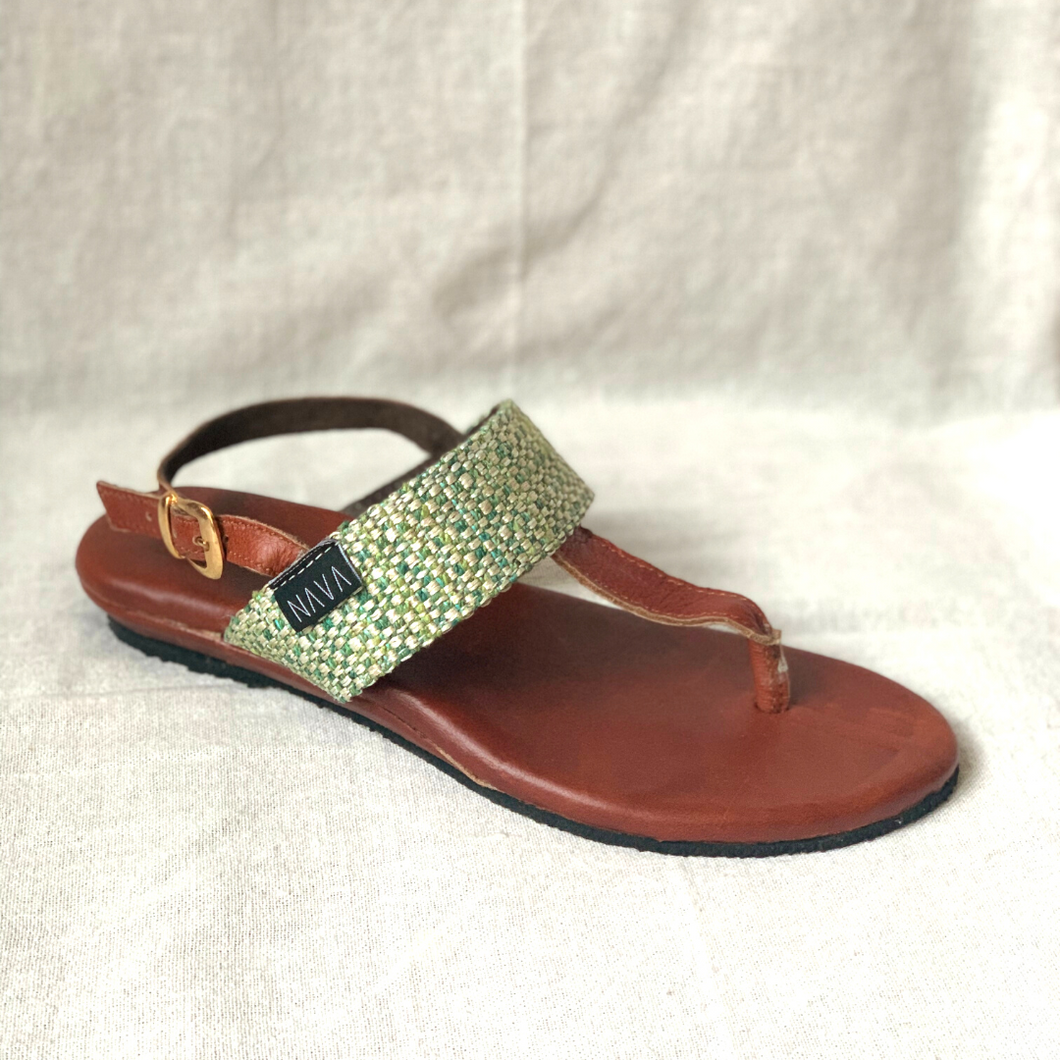 Ladies Sandals - 'Swahili' Pattern / Whiskey Leather