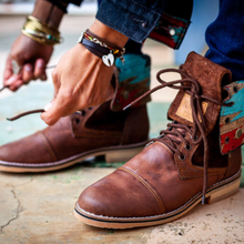Load image into Gallery viewer, Ladies Warrior Boots - &#39;Ndebele&#39; Pattern / Brown Leather
