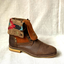 Load image into Gallery viewer, Ladies Warrior Boots - &#39;Ndebele&#39; Pattern / Brown Leather
