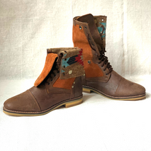 Load image into Gallery viewer, Ladies Warrior Boots - &#39;Ndebele&#39; Pattern / Brown Leather
