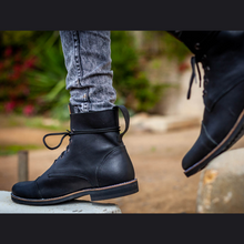 Load image into Gallery viewer, Mens Combat Boots - Diesel Black Leather
