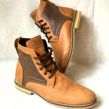 Load image into Gallery viewer, Mens Combat Boots - Toffee &amp; Brown Leather
